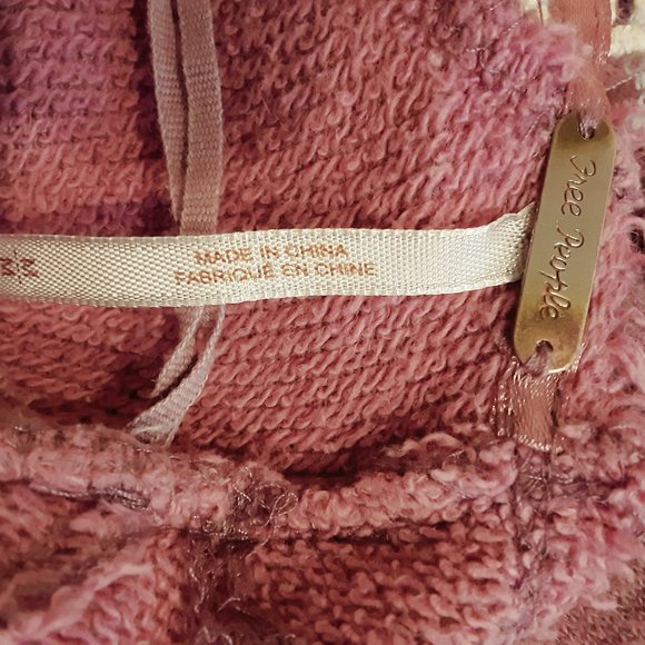 Free People Women's Sz M Lace Back Pink Oversized Sweatshirt Top - Picture 6 of 6